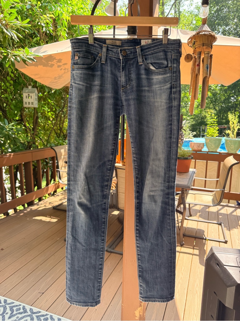 Ag Adriano Goldschmied Women's The Stilt Cigarette-Leg Washed Blue Jeans